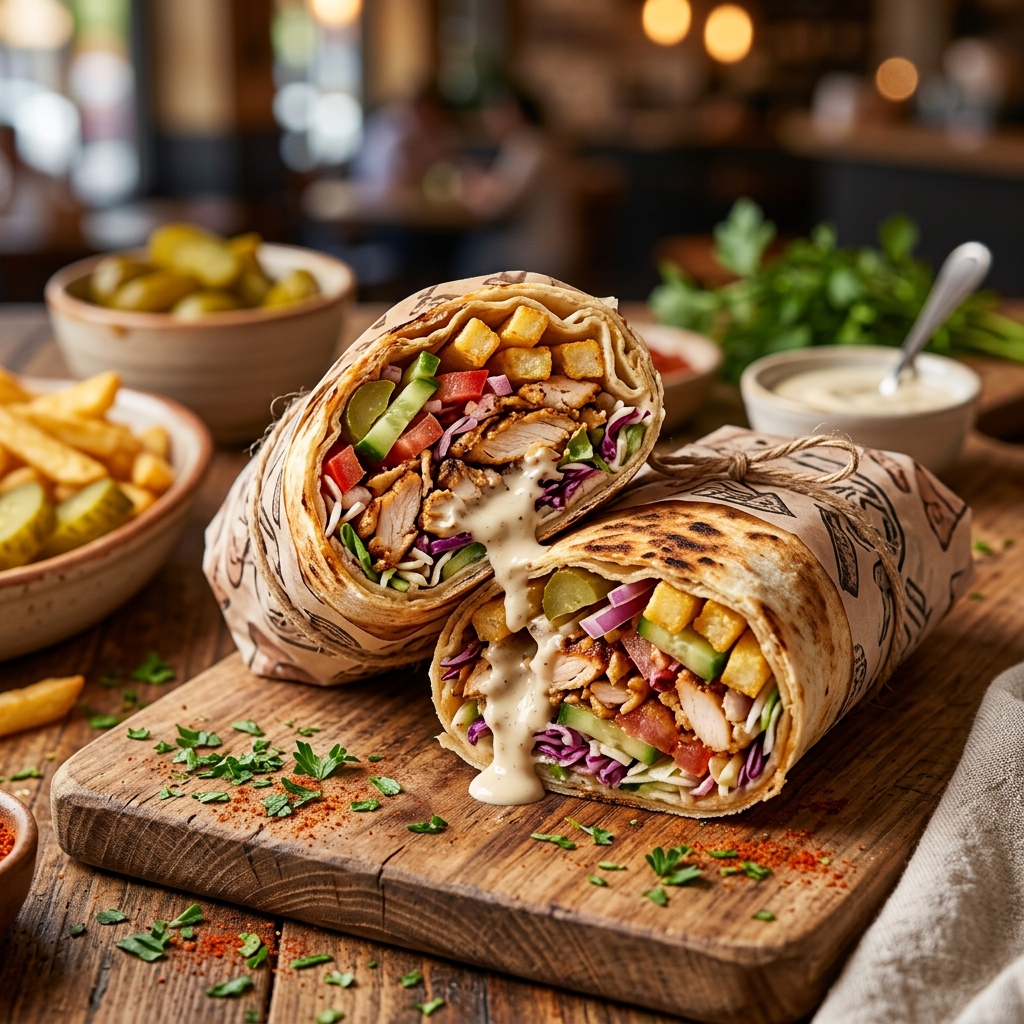 Shawarma wraps pile